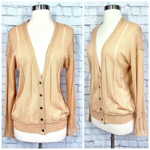 •NWT🤩 |•HEM & THREAD•| Peach Decorative Pin Stripe Knit Cardigan